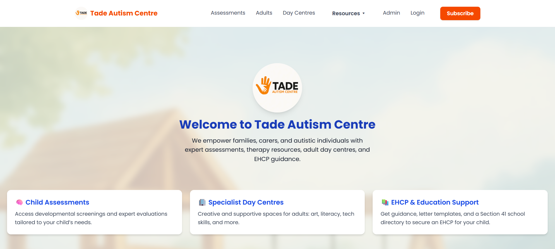 Tade Autism Centre website